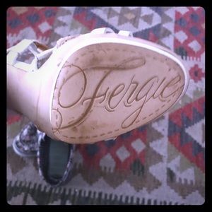 8. White fergie ankle boot with heel